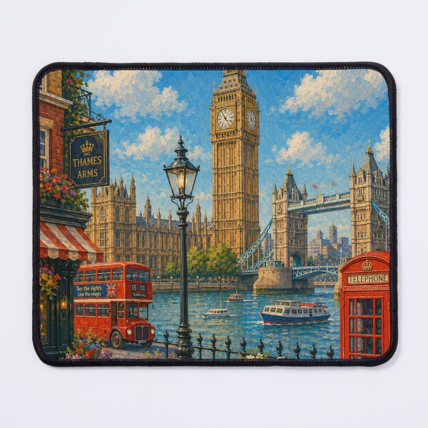 Item preview, London Naïve Painting with Big Ben and Thames designed and sold by DrizzyV.