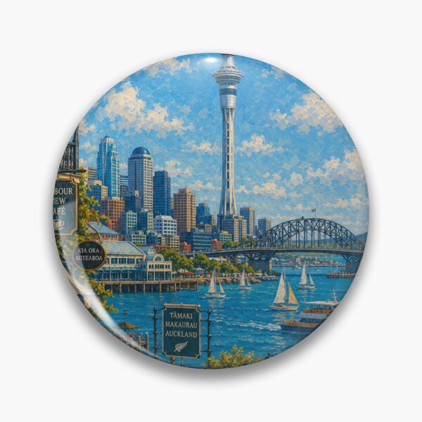 Item preview, Auckland Naïve with Sky Tower and Blue Bay designed and sold by DrizzyV.