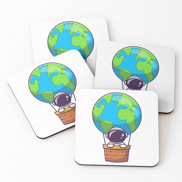 Item preview, Astronaut Flying Earth Hot Air Balloon designed and sold by aacroquet.