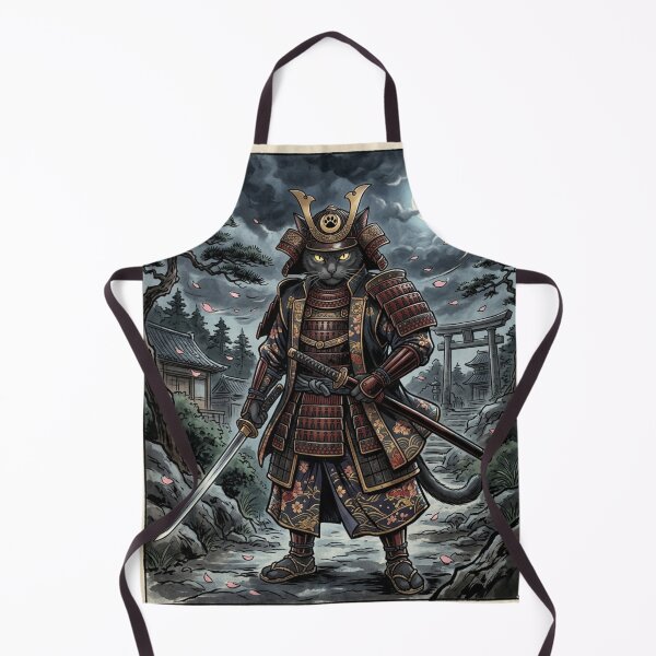 Item preview, Ukiyo-e Black Cat Samurai Under Moonlight | Japanese Warrior Yokai Art designed and sold by vekotpu.