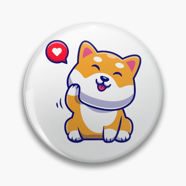 Item preview, Happy Shiba Inu Waving with Heart Bubble designed and sold by aacroquet.