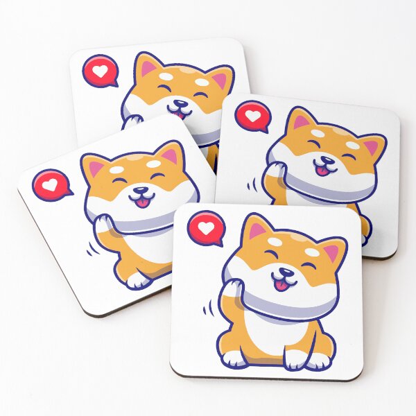 Item preview, Happy Shiba Inu Waving with Heart Bubble designed and sold by aacroquet.
