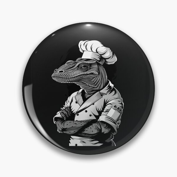 Item preview, Lizard Chef in Hat – Black and White Reptile Cooking Art designed and sold by inkoutninja.