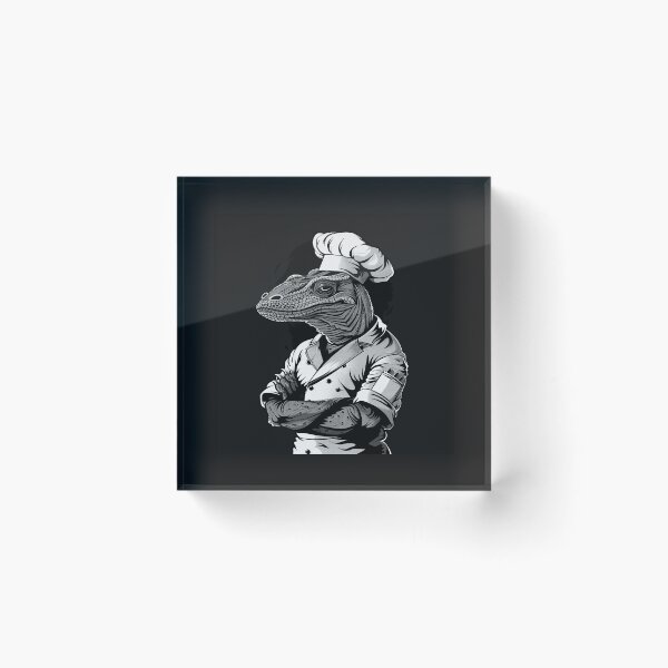 Item preview, Lizard Chef in Hat – Black and White Reptile Cooking Art designed and sold by inkoutninja.