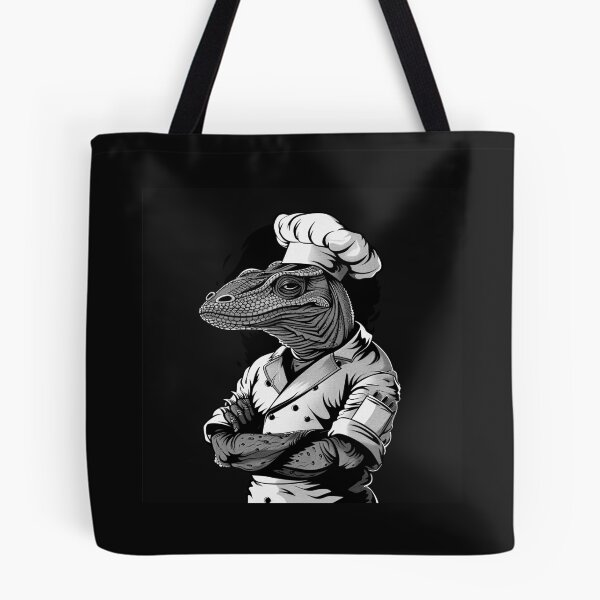 Item preview, Lizard Chef in Hat – Black and White Reptile Cooking Art designed and sold by inkoutninja.