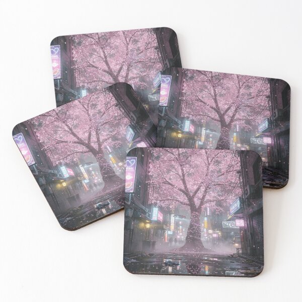 Item preview, Cyberpunk Neon Sakura Tree in Neo-Tokyo Alley designed and sold by Japanese World.