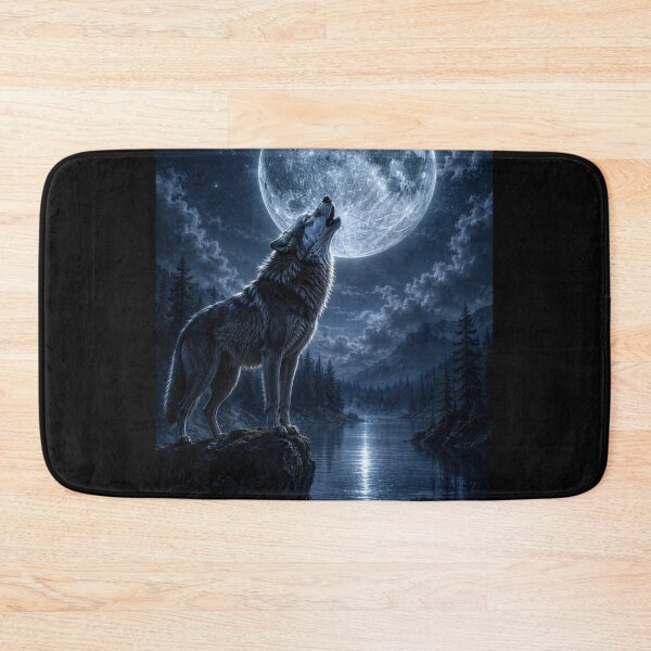 Item preview, Lone Wolf Howling Moon Metal Poster | Wildlife Wall Art | Dark Forest Print designed and sold by irfanshikh.