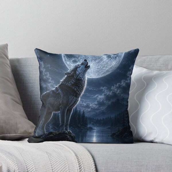 Item preview, Lone Wolf Howling Moon Metal Poster | Wildlife Wall Art | Dark Forest Print designed and sold by irfanshikh.