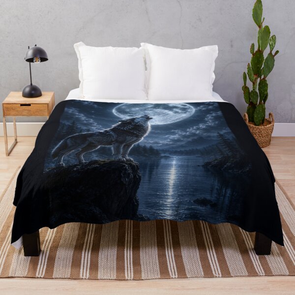 Item preview, Lone Wolf Howling Moon Metal Poster | Wildlife Wall Art | Dark Forest Print designed and sold by irfanshikh.