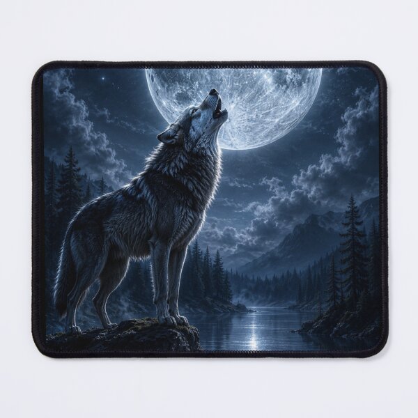 Item preview, Lone Wolf Howling Moon Metal Poster | Wildlife Wall Art | Dark Forest Print designed and sold by irfanshikh.