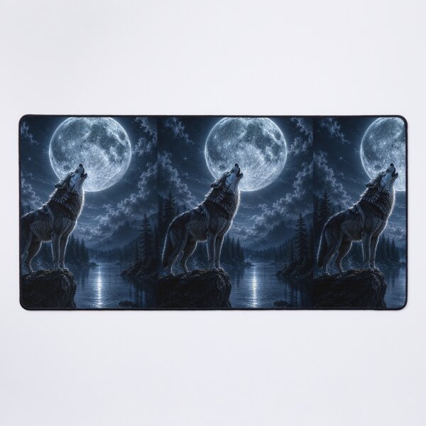 Item preview, Lone Wolf Howling Moon Metal Poster | Wildlife Wall Art | Dark Forest Print designed and sold by irfanshikh.