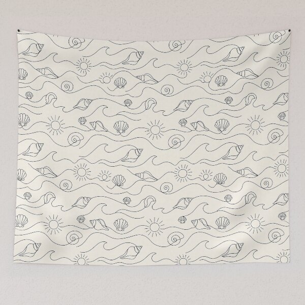 Item preview, Minimalist Shells and Waves Pattern designed and sold by SplashTastic.