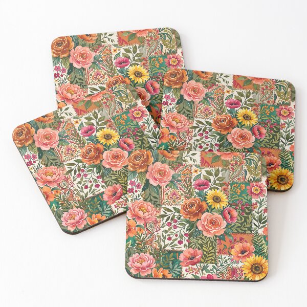 Item preview, Vibrant Patchwork Floral Garden Pattern designed and sold by SplashTastic.
