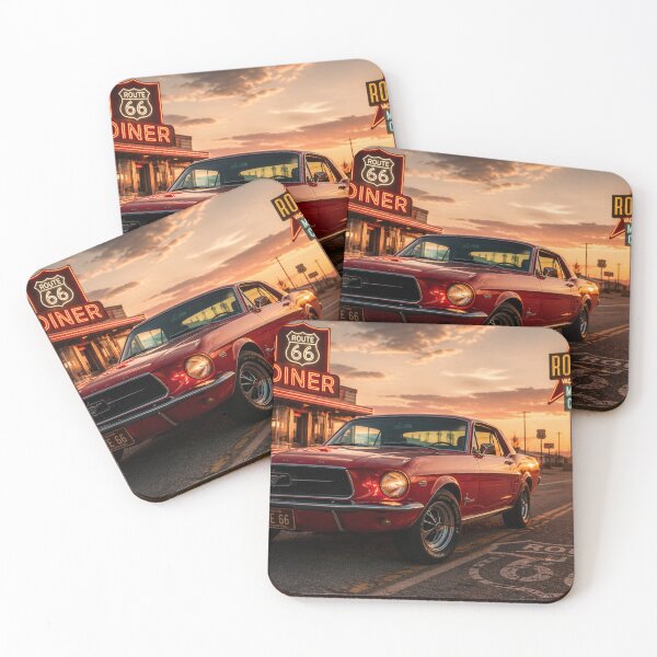 Item preview, Classic Mustang Retro Car Metal Poster | Vintage Route 66 Wall Art | Garage Decor designed and sold by irfanshikh.