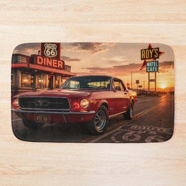 Item preview, Classic Mustang Retro Car Metal Poster | Vintage Route 66 Wall Art | Garage Decor designed and sold by irfanshikh.