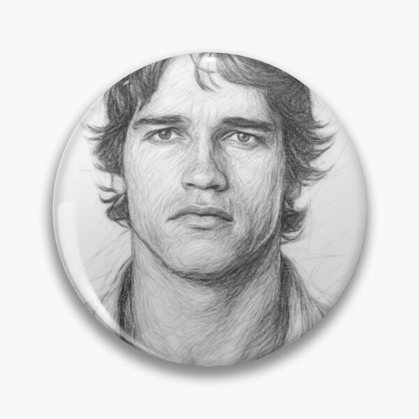 Item preview, Black and White Action Hero Pencil Portrait Print | Vintage Cinematic Sketch Wall Art | Muscle Icon Illustration designed and sold by Leon Woods Pencil Art.