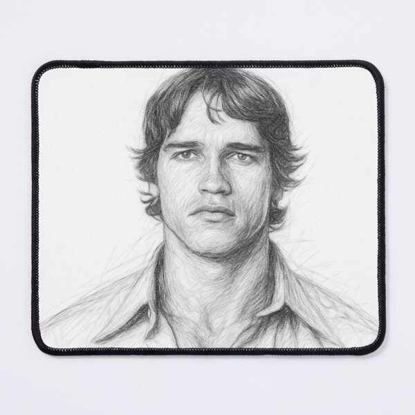 Item preview, Black and White Action Hero Pencil Portrait Print | Vintage Cinematic Sketch Wall Art | Muscle Icon Illustration designed and sold by Leon Woods Pencil Art.