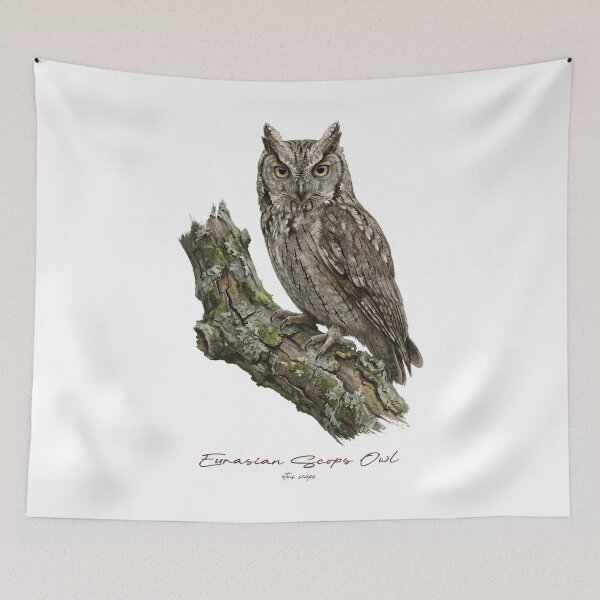 Item preview, Eurasian Scops Owl on Mossy Tree designed and sold by Takeda-art.