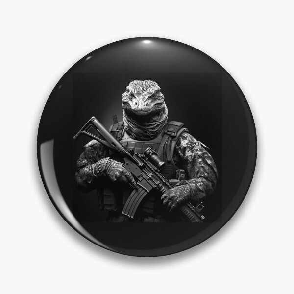 Item preview, Tactical Iguana Soldier – Black and White Reptile Warrior Art designed and sold by inkoutninja.