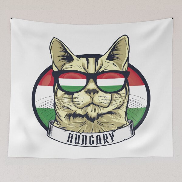 Item preview, Cool Magyar Cat – Funny Hungary Flag Sunglasses Cat Design designed and sold by EmeraldeaDesign.