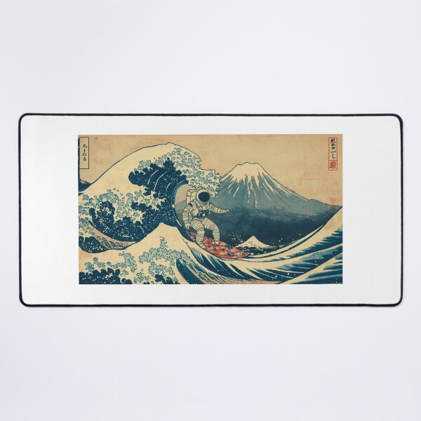Item preview, Surreal Ukiyo-e Astronaut Surfing The Great Wave Mt. Fuji designed and sold by Japanese World.