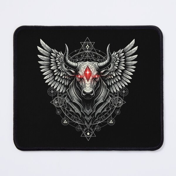 Item preview, Celestial Bull Sigil Gothic T-Shirt – Dark Occult Winged Beast Graphic designed and sold by printedartgoods.