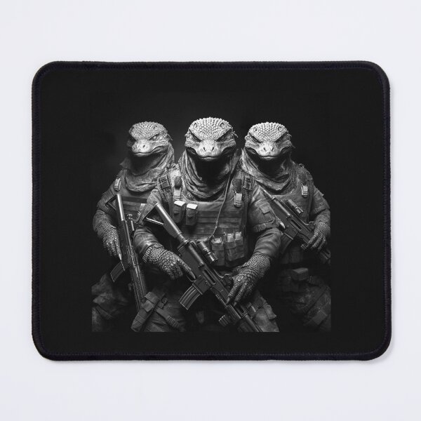 Item preview, Tactical Iguana Squad – Black and White Reptile Soldier Art designed and sold by inkoutninja.