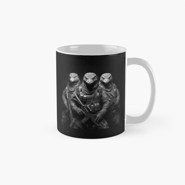 Item preview, Tactical Iguana Squad – Black and White Reptile Soldier Art designed and sold by inkoutninja.