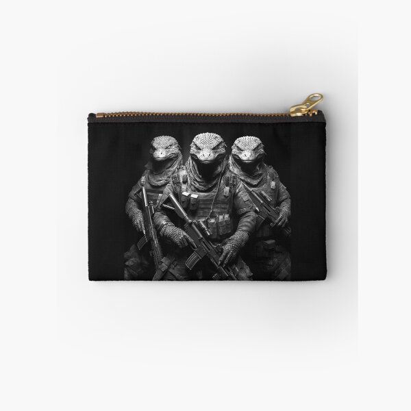 Item preview, Tactical Iguana Squad – Black and White Reptile Soldier Art designed and sold by inkoutninja.