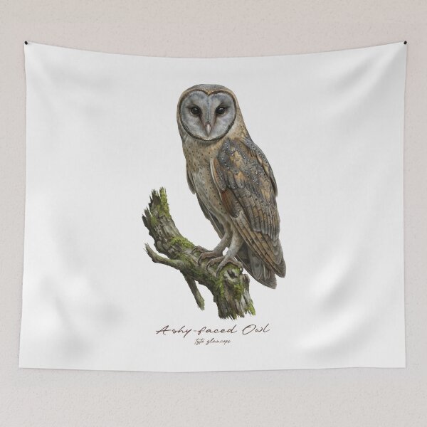 Item preview, Ashy-faced Owl on Mossy Branch designed and sold by Takeda-art.