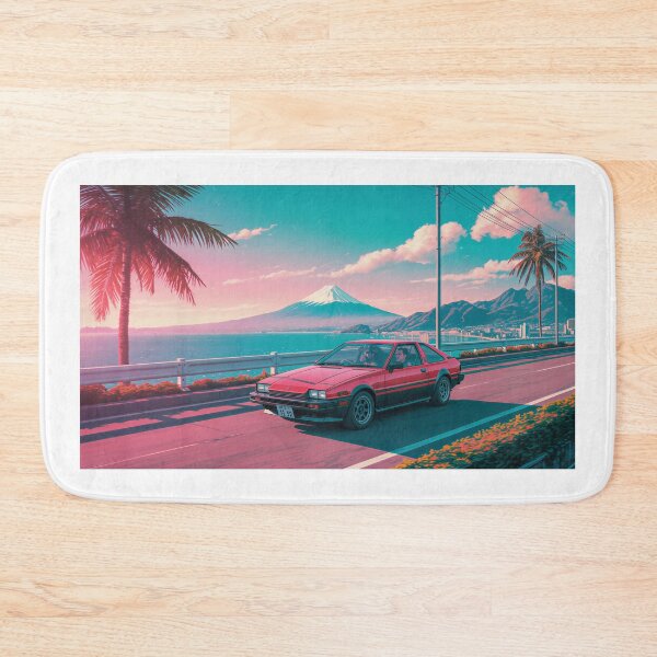 Item preview, 80s City Pop Aesthetic: Retro Red Sports Car & Mt. Fuji designed and sold by Japanese World.
