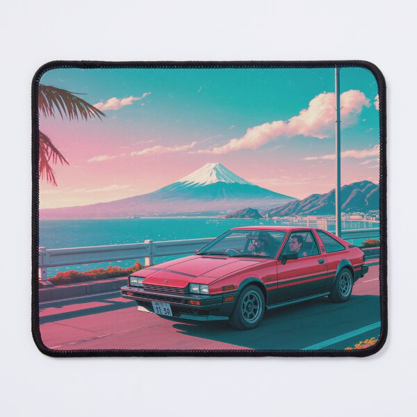 Item preview, 80s City Pop Aesthetic: Retro Red Sports Car & Mt. Fuji designed and sold by Japanese World.