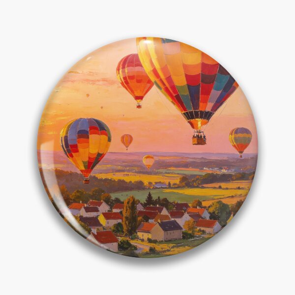 Item preview, Colorful Hot Air Balloons Over Scenic Suburbia designed and sold by AwakenFah.