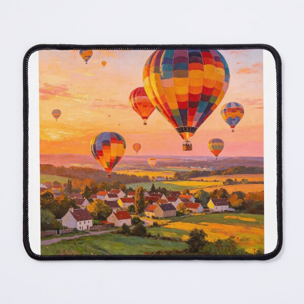 Item preview, Colorful Hot Air Balloons Over Scenic Suburbia designed and sold by AwakenFah.