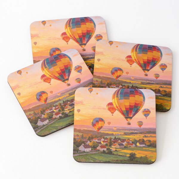 Item preview, Colorful Hot Air Balloons Over Scenic Suburbia designed and sold by AwakenFah.