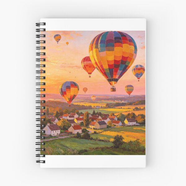 Item preview, Colorful Hot Air Balloons Over Scenic Suburbia designed and sold by AwakenFah.