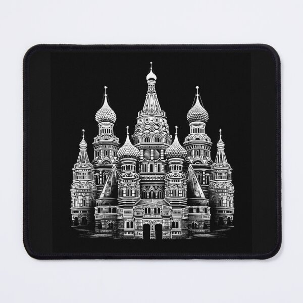 Item preview, Black and White Onion Dome Cathedral – Ornate Russian Architecture Art designed and sold by inkoutninja.