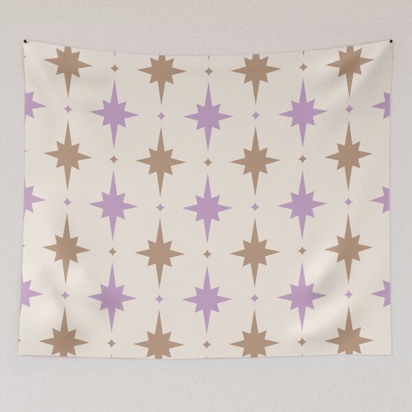Item preview, Lilac, pale taupe & linen stars designed and sold by Mint + Midnight.
