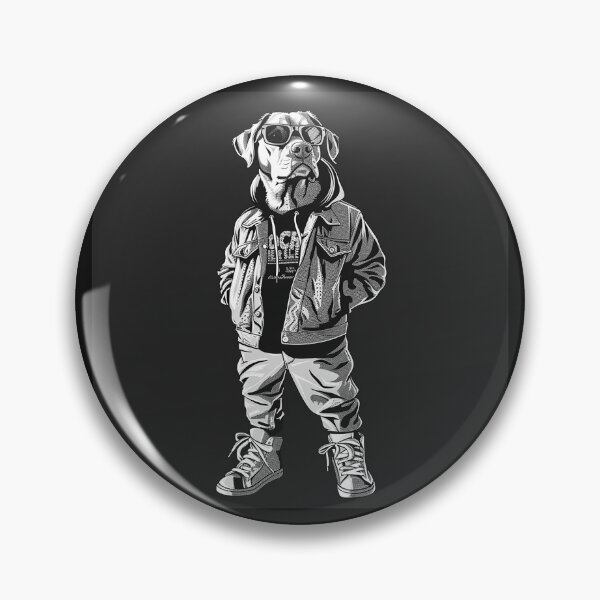 Item preview, Cool Dog in Sunglasses – Black and White Streetwear Animal Art designed and sold by inkoutninja.