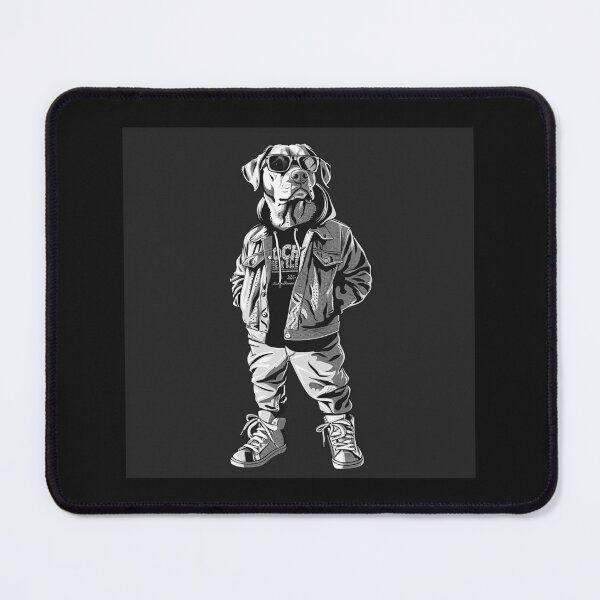 Item preview, Cool Dog in Sunglasses – Black and White Streetwear Animal Art designed and sold by inkoutninja.