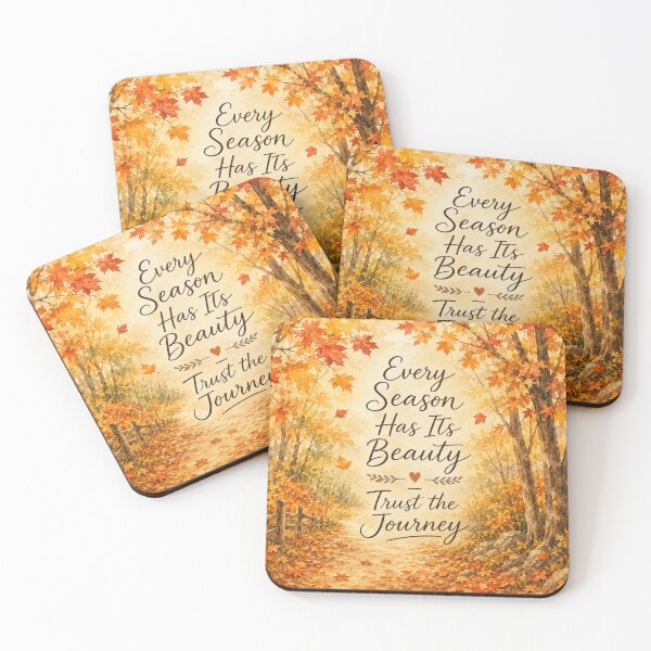 Item preview, Every Season Has Its Beauty Trust The Journey Autumn Forest Quote Print designed and sold by ebocraft.