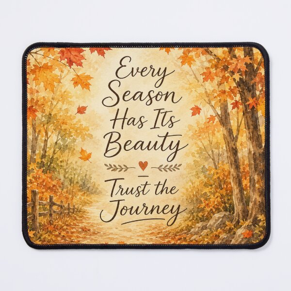 Item preview, Every Season Has Its Beauty Trust The Journey Autumn Forest Quote Print designed and sold by ebocraft.