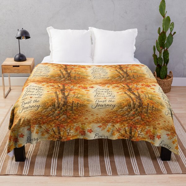 Item preview, Every Season Has Its Beauty Trust The Journey Autumn Forest Quote Print designed and sold by ebocraft.