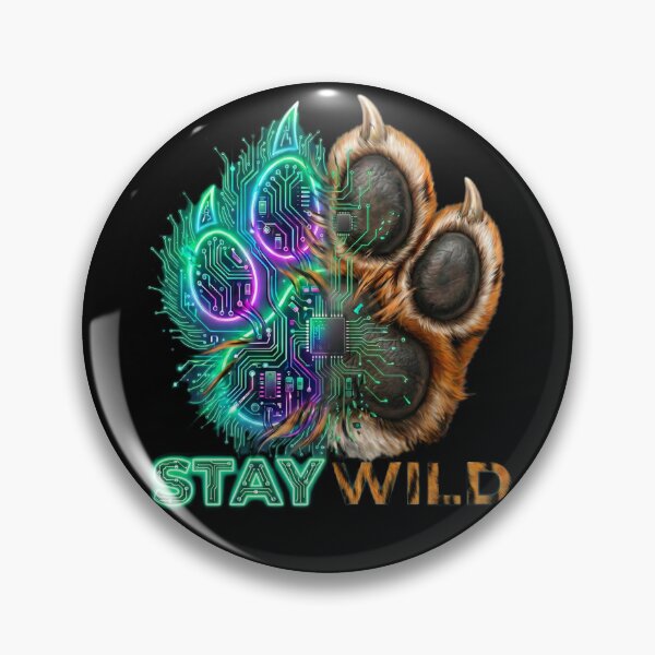 Item preview, Stay Wild Cyberpunk Paw – Neon Circuit Board Wildlife Art designed and sold by StillWildink.