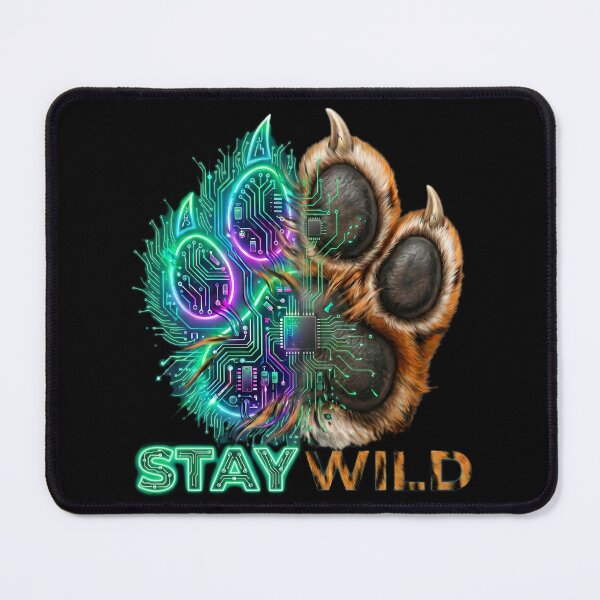 Item preview, Stay Wild Cyberpunk Paw – Neon Circuit Board Wildlife Art designed and sold by StillWildink.