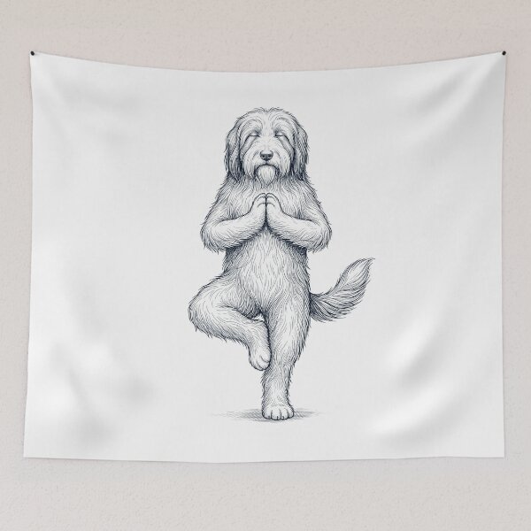 Item preview, Vintage Bearded Collie Yoga Tree Pose Dog Mom Lover designed and sold by TerryConnells.