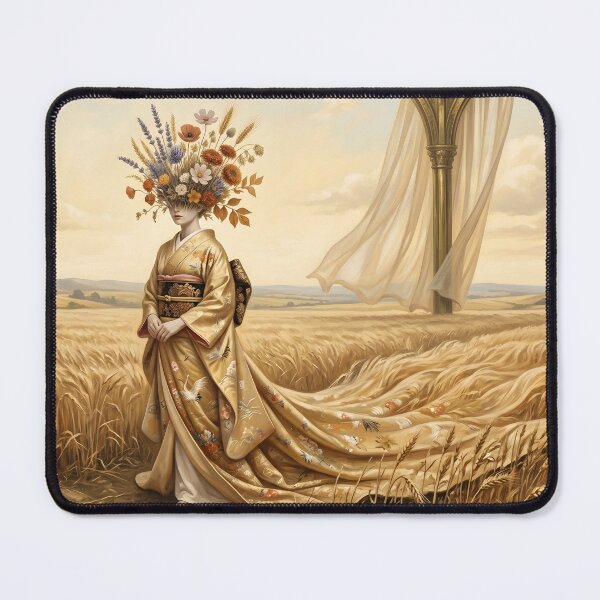Item preview, Ethereal Harvest: Surreal Woman in Golden Kimono designed and sold by afarkar.