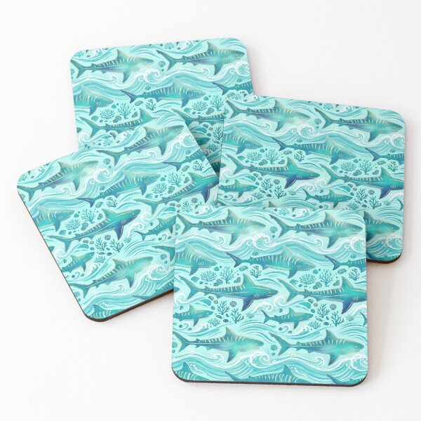 Item preview, Glamorous Turquoise Tiger Shark Pattern designed and sold by Jandedan.