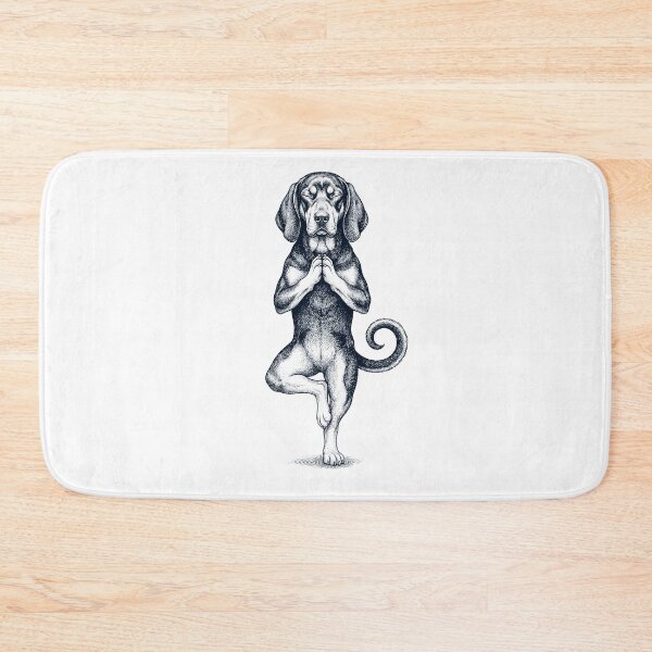 Artikelvorschau, Vintage-Yoga-Baumpose mit schwarzem und braunem Coonhound-Motiv – ein Must-have für Hundeliebhaberinnen entworfen und verkauft von TerryConnells.