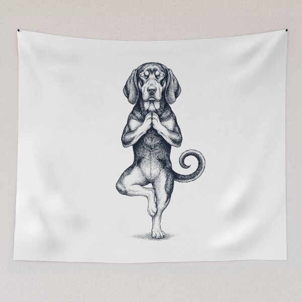 Item preview, Vintage Black and Tan Coonhound Yoga Tree Pose Dog Mom Lover designed and sold by TerryConnells.